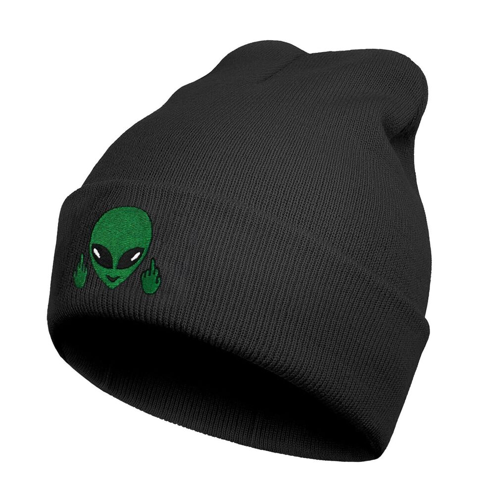 7030 Funny Alien Embroidered Beanie Hat and Cute Soft Washable Winter